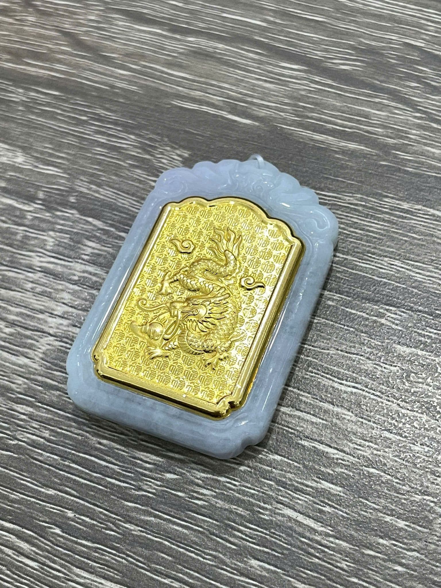 Mặt Dây Ngọc Phỉ Thúy Dát Vàng 24K Bài Vị Kim Thìn ANCARAT