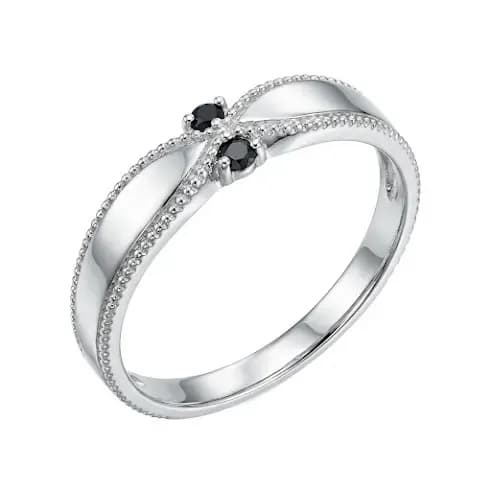Nhẫn Cưới Đính Hai Viên Đá Đen Giao Thoa ANCARAT