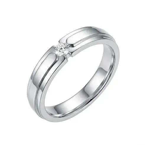 Nhẫn Cưới Đính Đá Tròn Viền Song Song ANCARAT