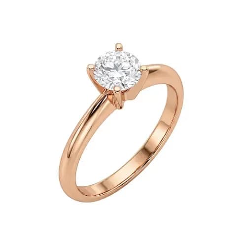 Nhẫn Vàng 18K Đính Đá Tròn Ánh Hồng Thanh Lịch ANCARAT