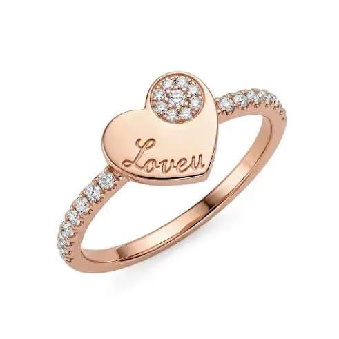 Nhẫn Vàng 18K Đính Đá Trái Tim Love Signature ANCARAT