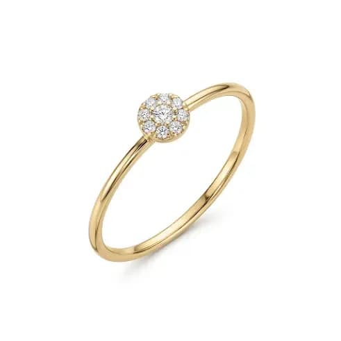 Nhẫn Vàng 18K Đính Đá Mặt Tròn Ánh Hoa ANCARAT