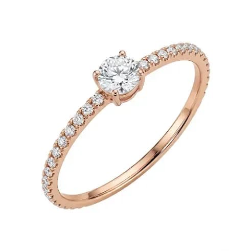 Nhẫn Vàng 18K Đính Đá Tròn Dải Sao Mai ANCARAT