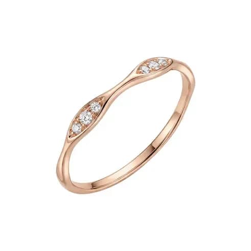 Nhẫn Vàng 18K Đính Đá Dáng Lá Song Diệp ANCARAT