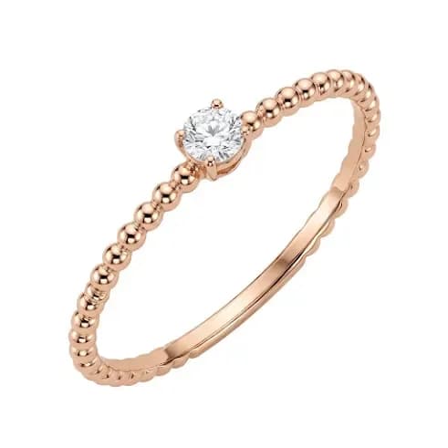 Nhẫn Vàng 18K Đính Đá Tròn Dải Bi Ánh Mai ANCARAT