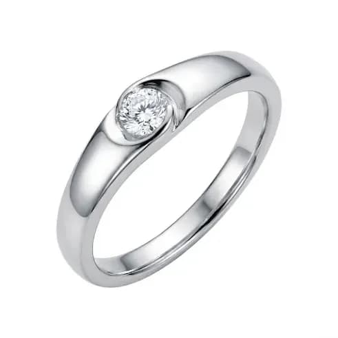 Nhẫn Cưới Đính Đá Tròn Đường Cong Mềm ANCARAT