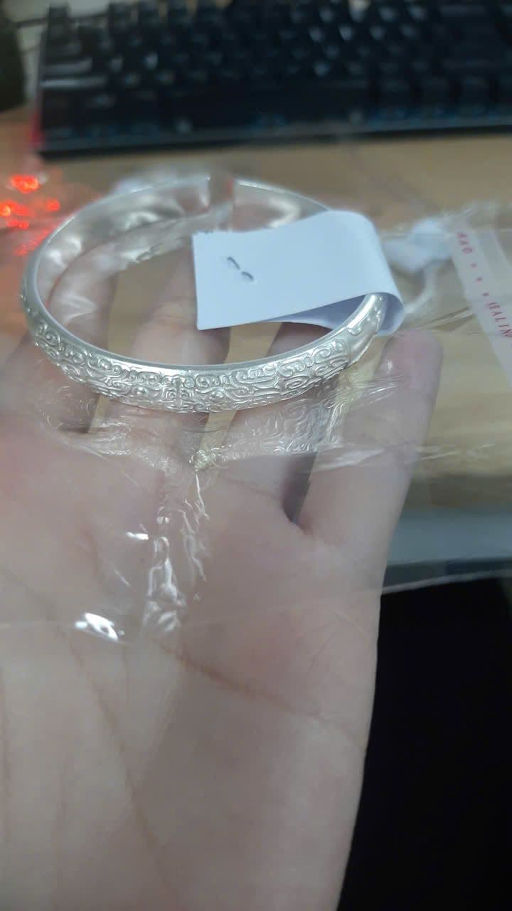 Vòng Tay Bạc 999 Open Cuff Khắc Hoa Văn Cổ Điển ANCARAT