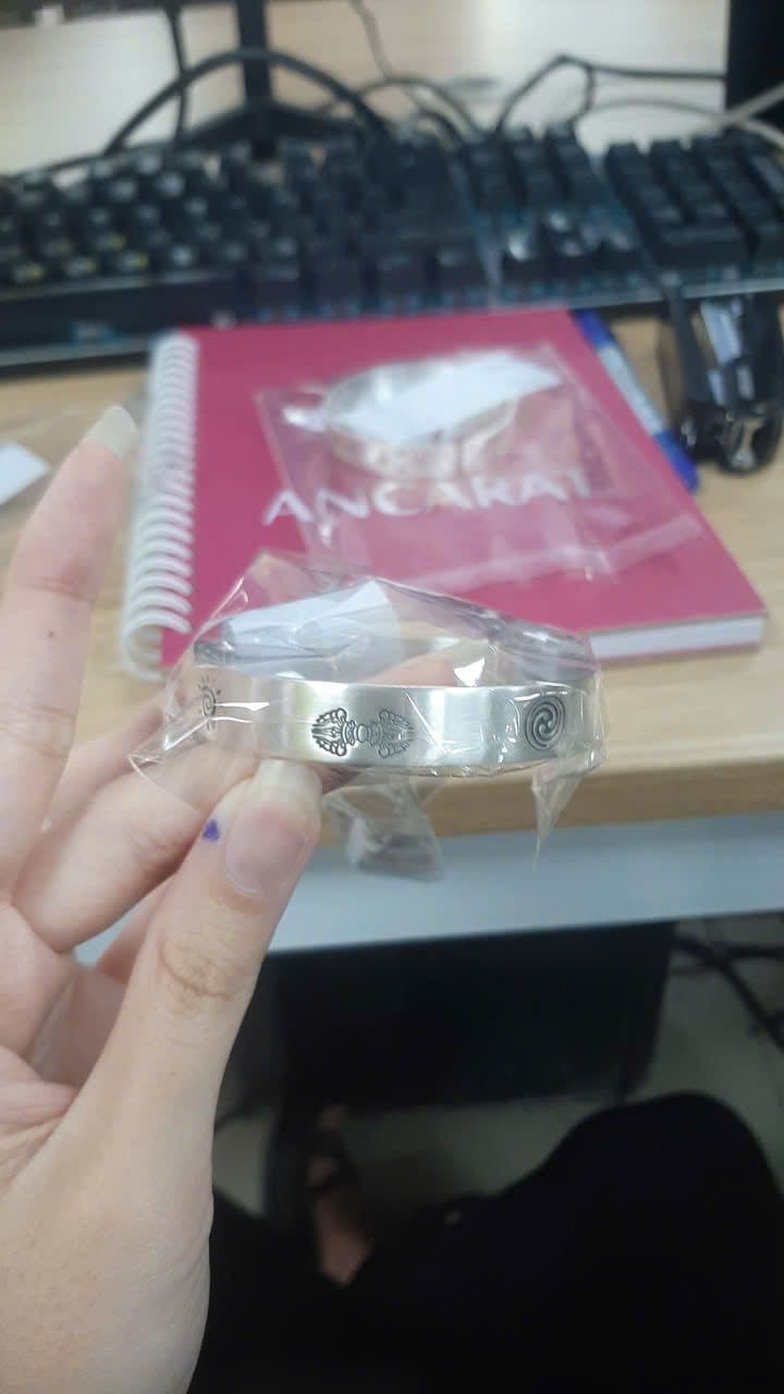 Vòng bạc 999 Chiêu Tài Nạp Phúc bản vuông Open Cuff ANCARAT