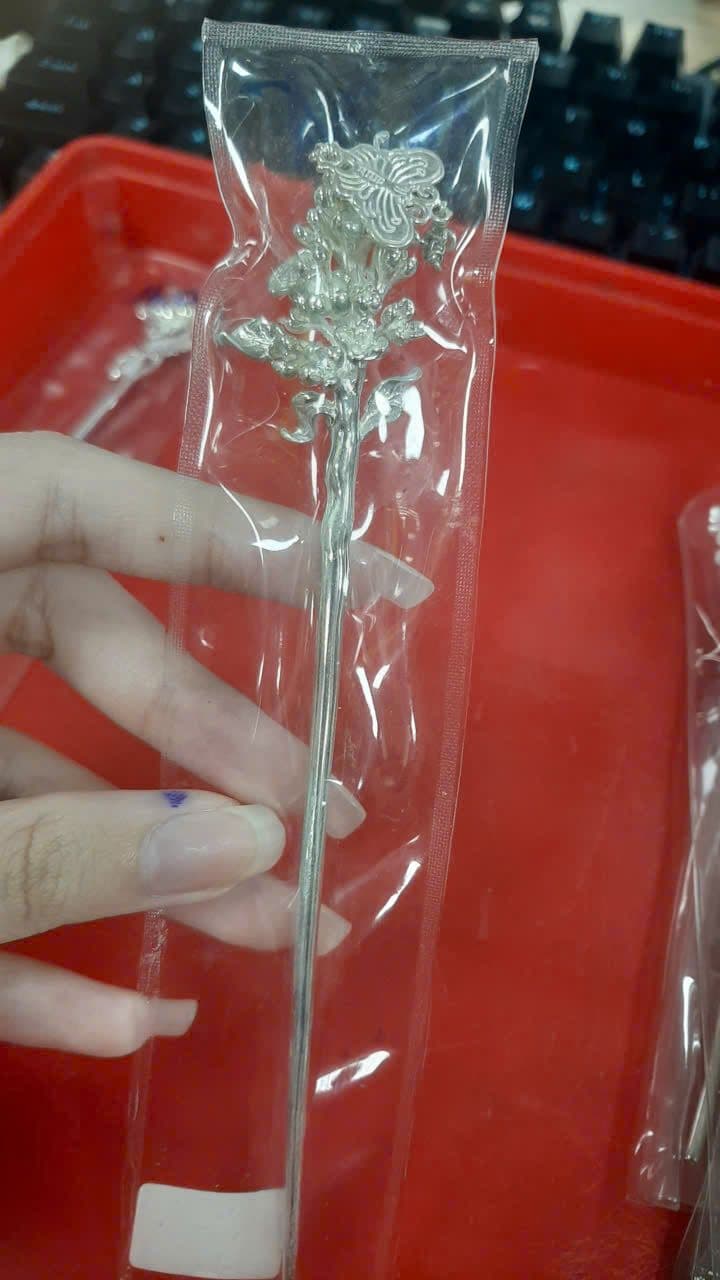 Trâm Cài Tóc Bạc 925 Bướm Và Hoa Lá ANCARAT