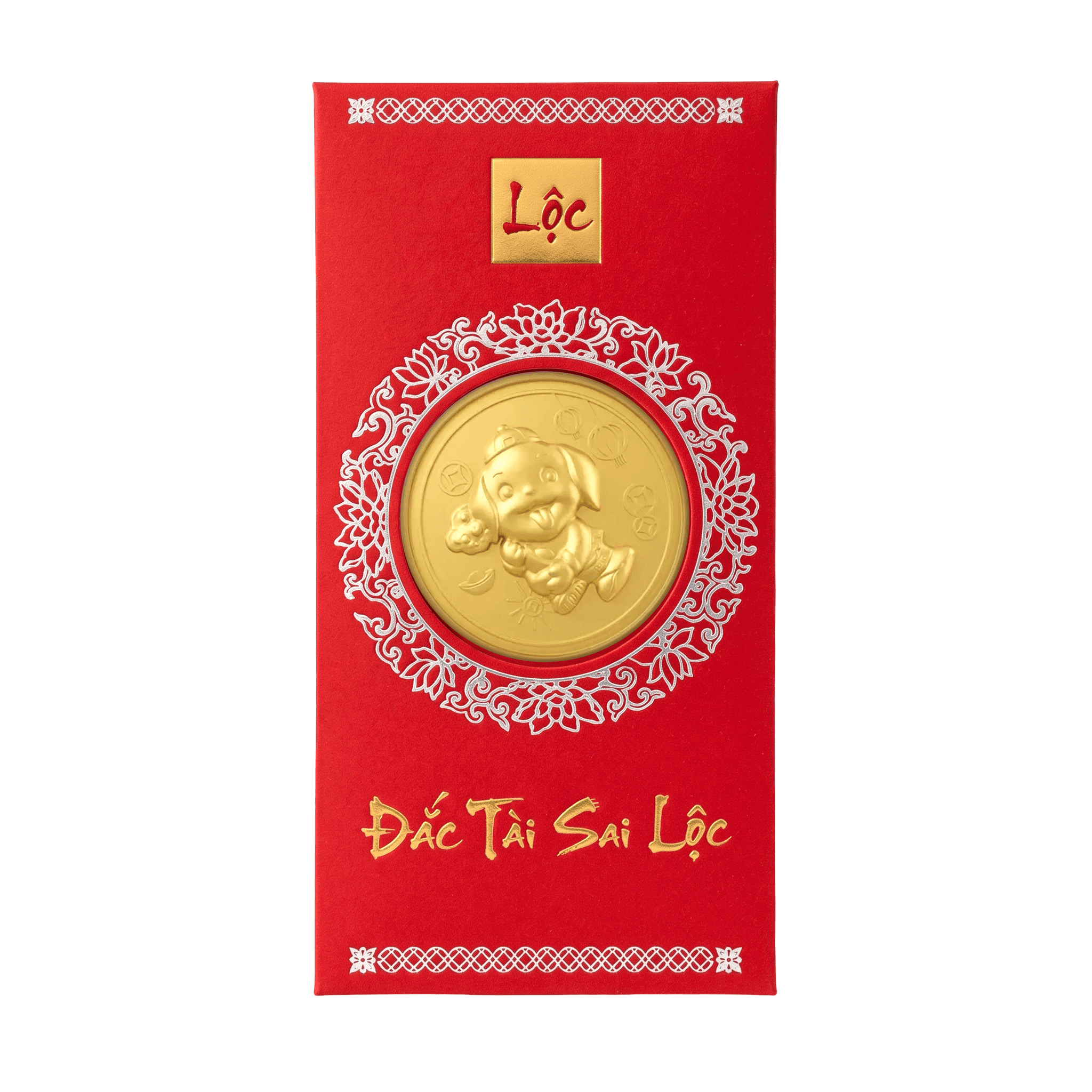 Bao Lì Xì Vàng 24K 9999 0.1g Kim Tuất Phát Tài