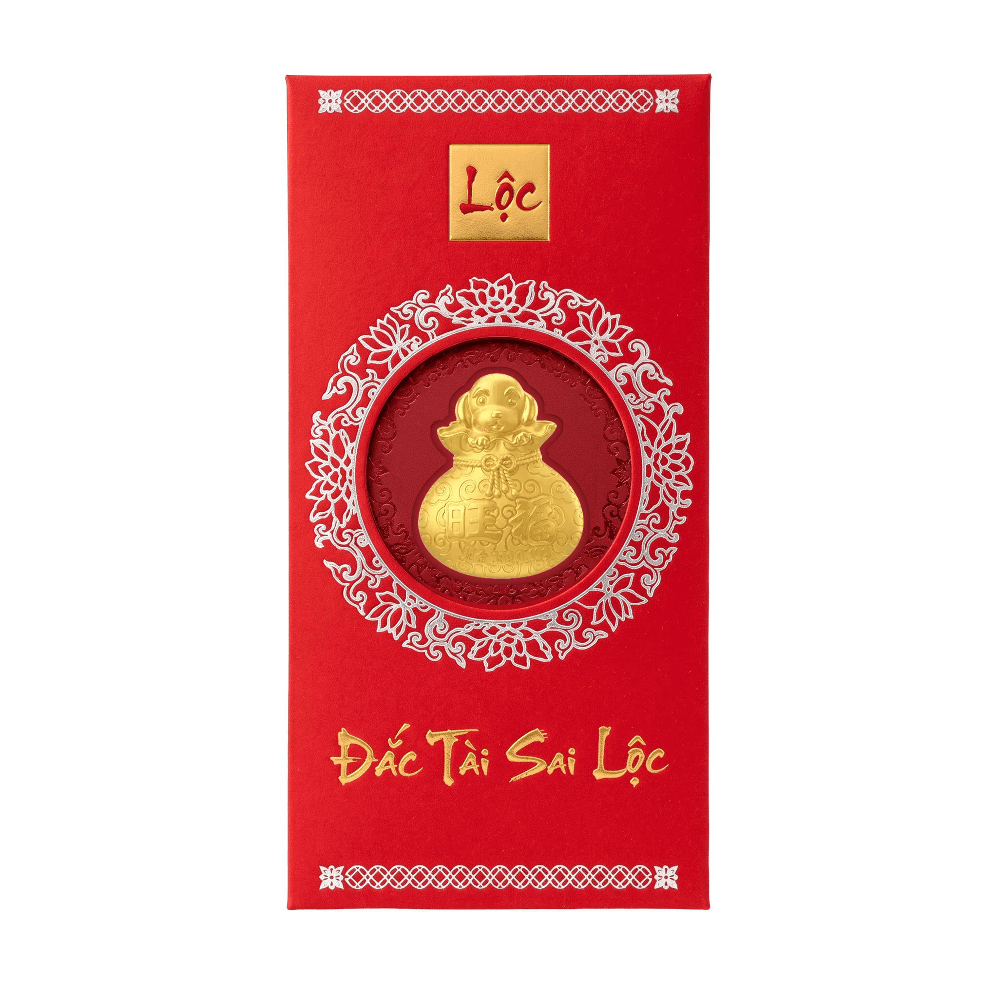 Bao Lì Xì Vàng 24K 9999 0.2g Kim Tuất Kim Khuyển