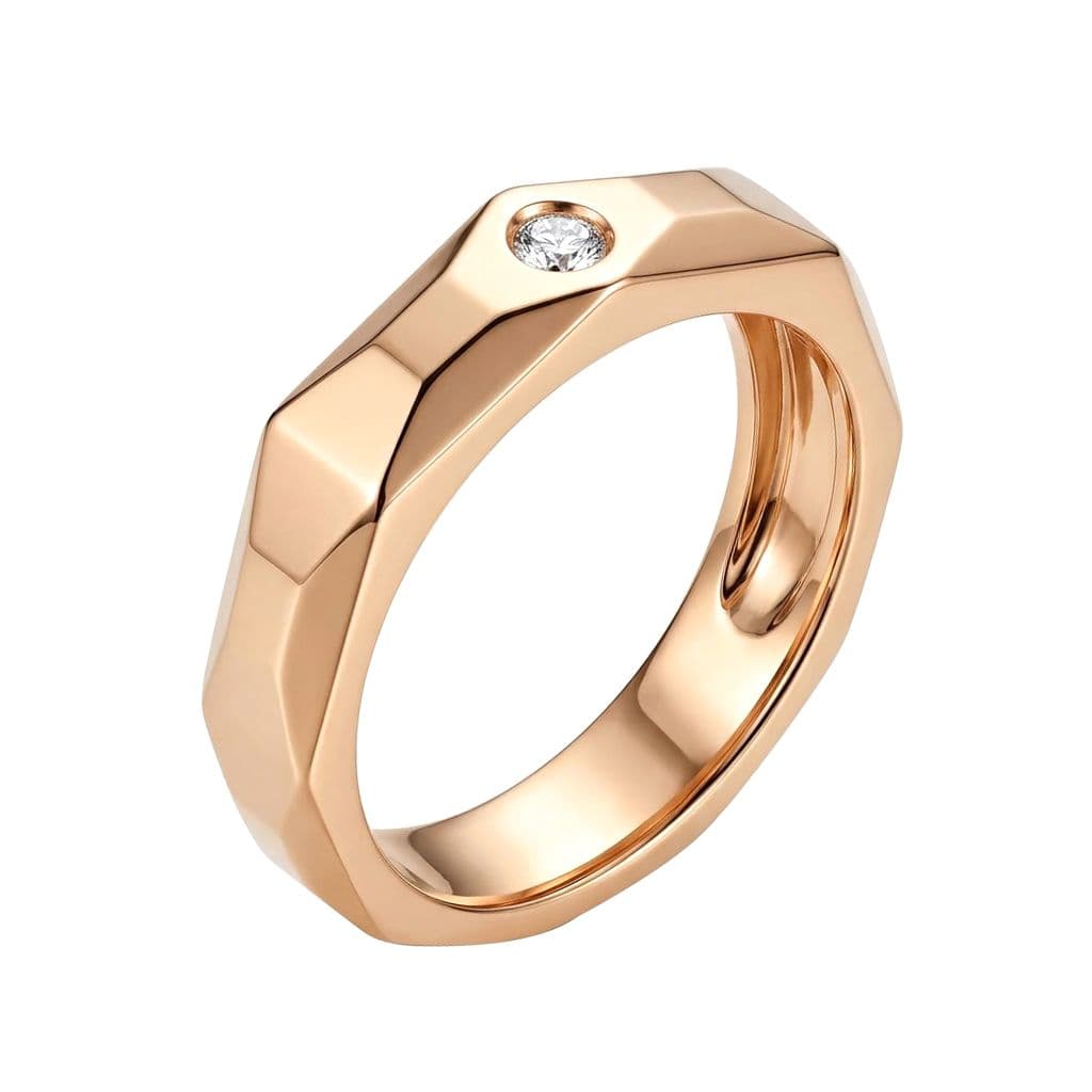 Nhẫn Cưới KCTN Bản Cong Điểm Sáng Tròn ANCARAT