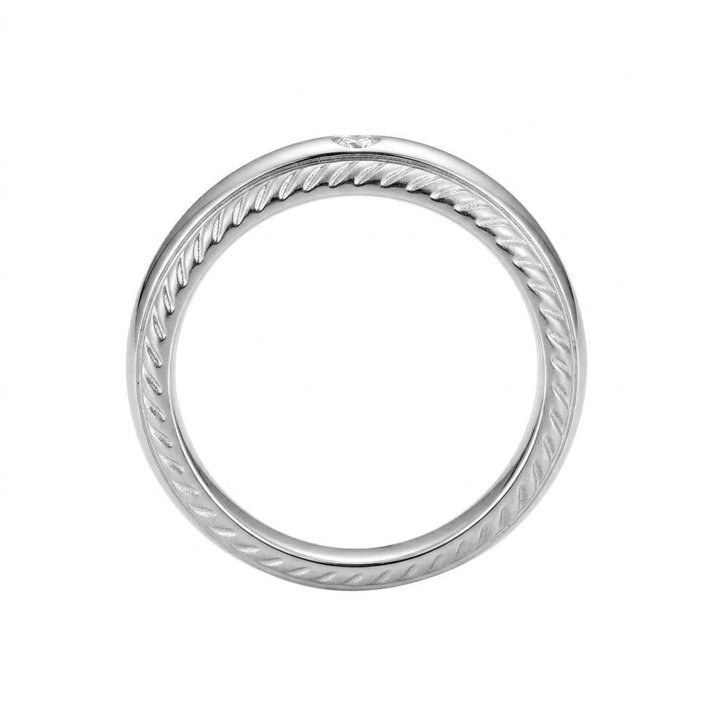 Nhẫn Cưới KCTN Mặt Cong Viền Vân Chéo ANCARAT