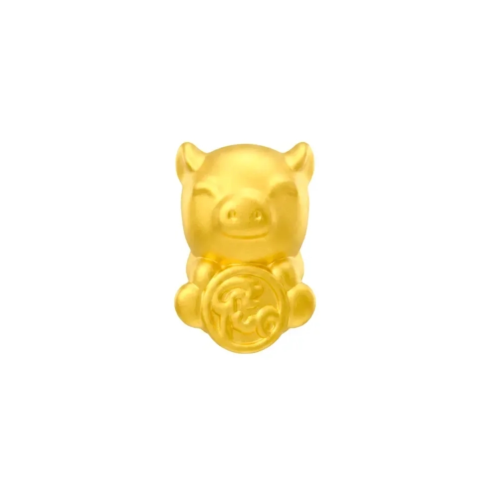 Charm Vàng 24K Kim Hợi Ôm Mặt Tròn Phúc Lộc Viên Mãn ANCARAT