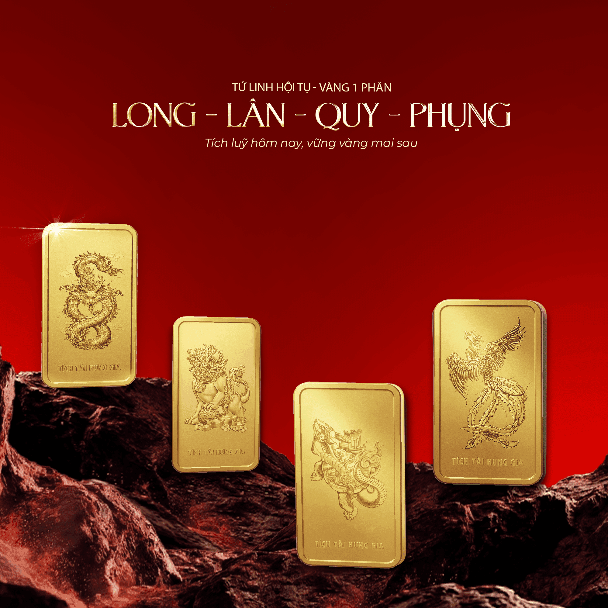 Combo Vàng 9999 Tứ Linh Hội Tụ 4 Phân ANCARAT