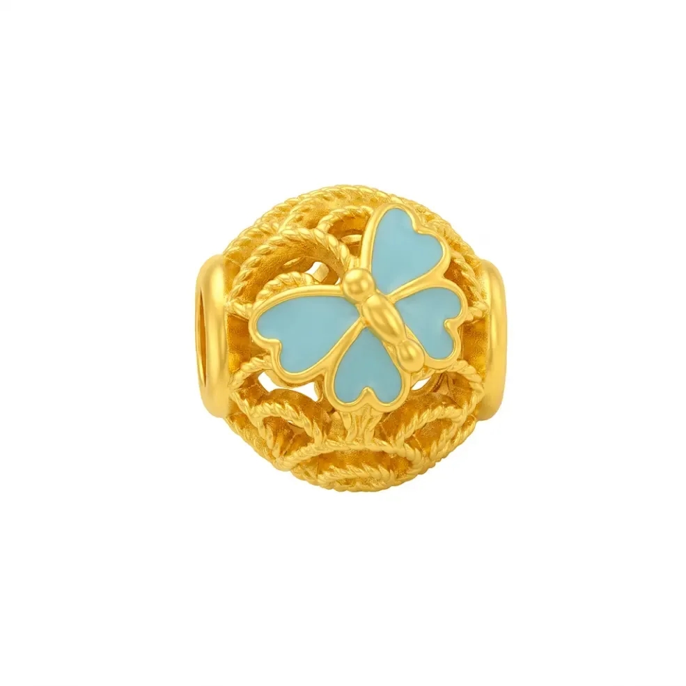 Charm Vàng 24K Hột Tròn Hồ Điệp Sơn Màu 5D - ES06 ANCARAT