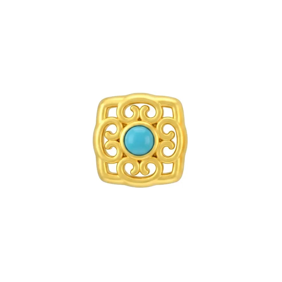 Charm Vàng 24K Hột Hoa Văn Vuông Đính Đá ANCARAT