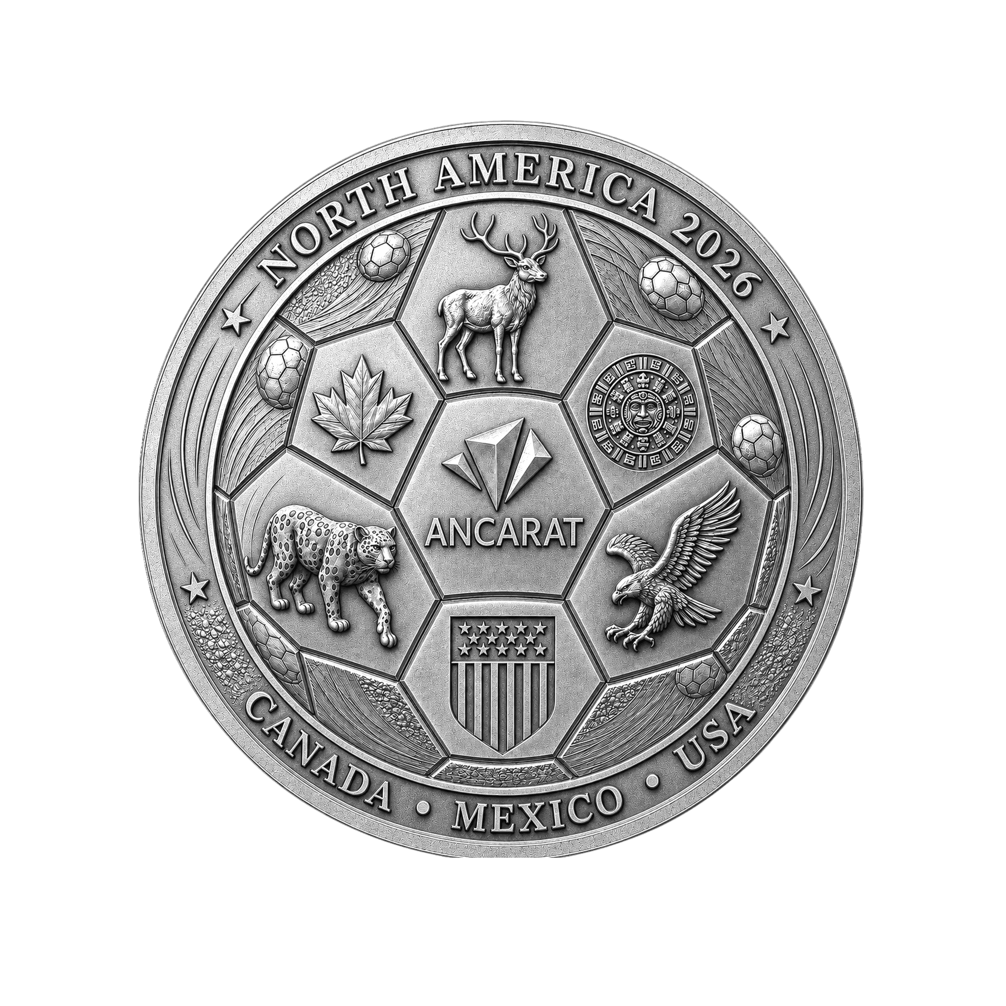 Football Championship 2026 .999 Antique Silver Coin - 37.5 gram