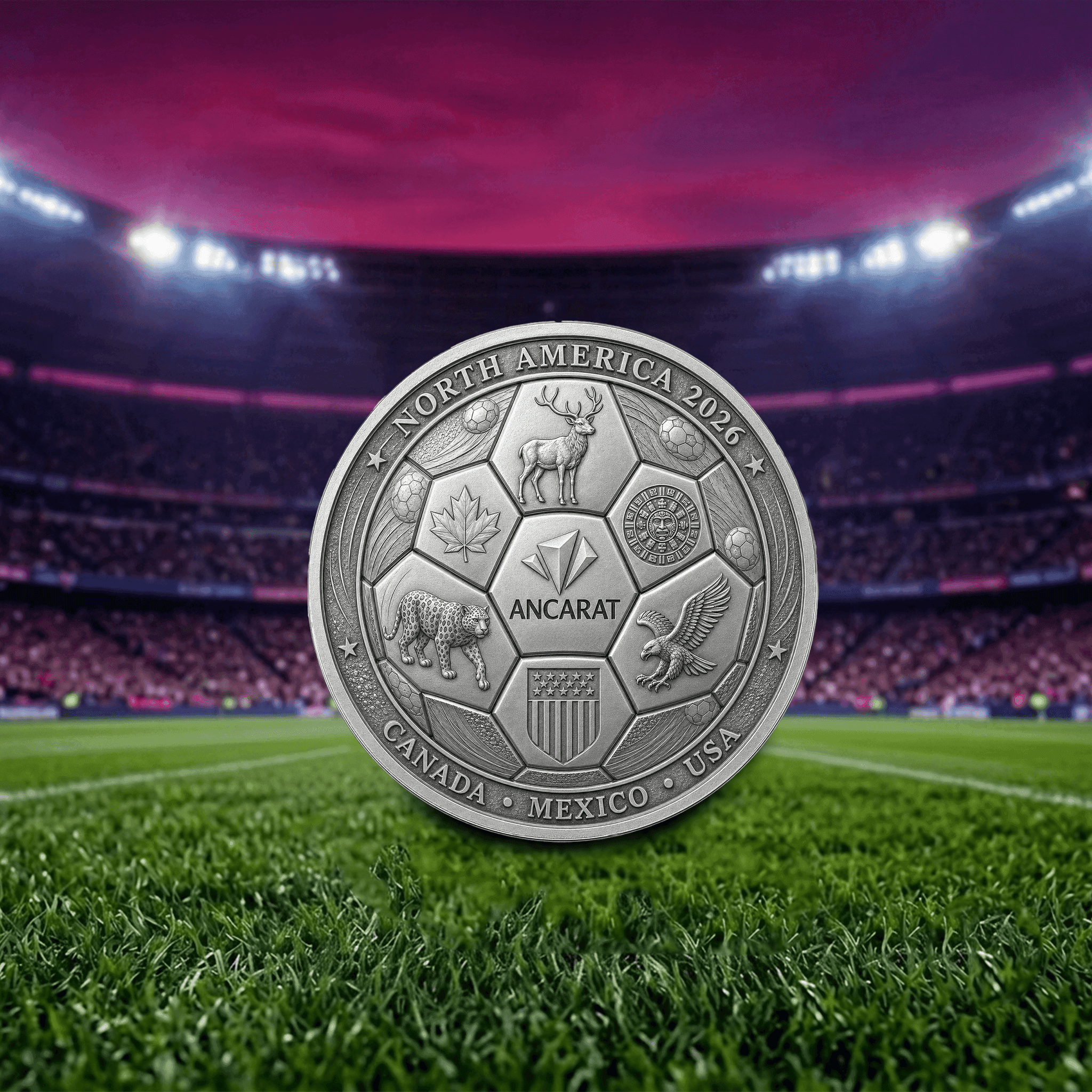 Football Championship 2026 .999 Antique Silver Coin - 37.5 gram