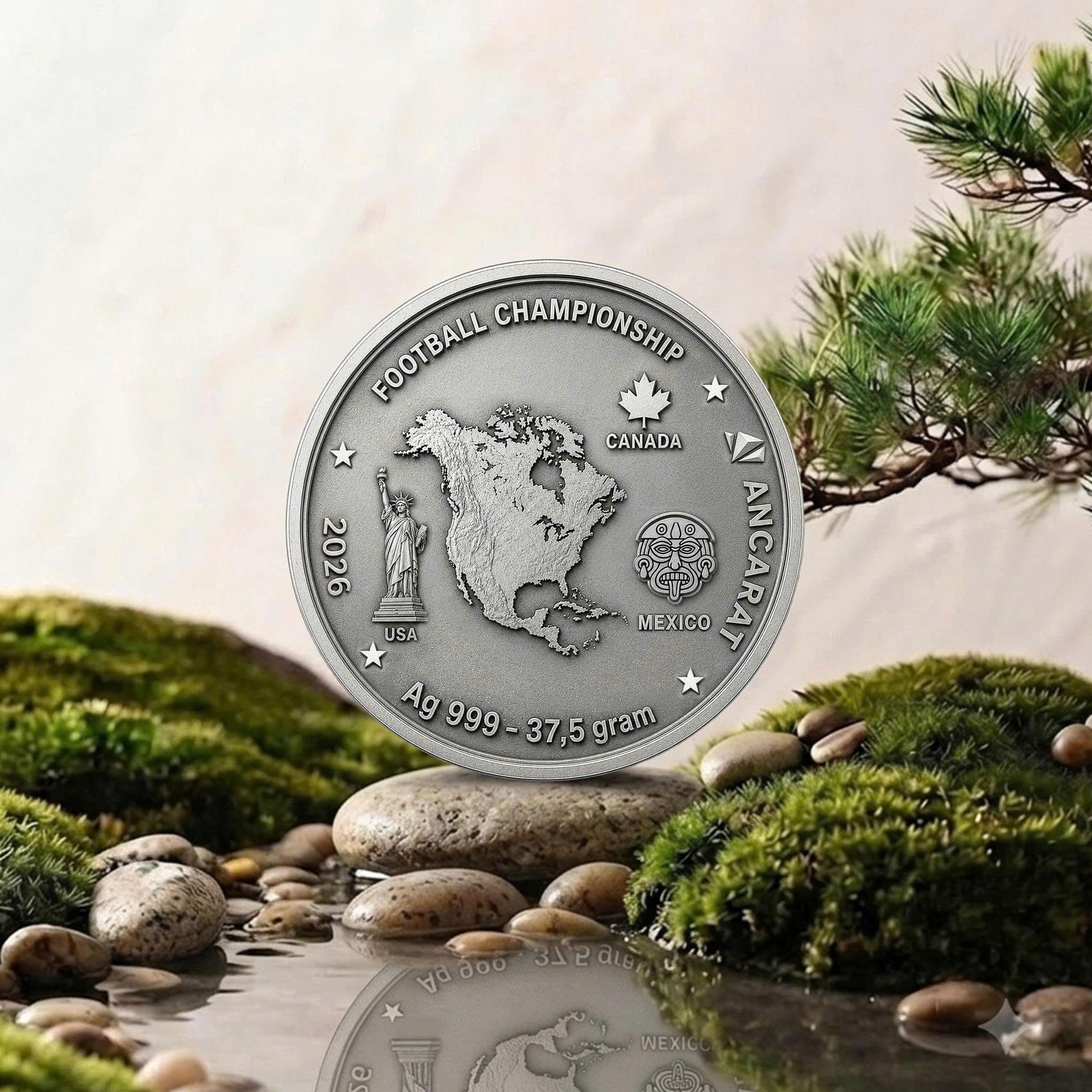 Football Championship 2026 .999 Antique Silver Coin - 37.5 gram