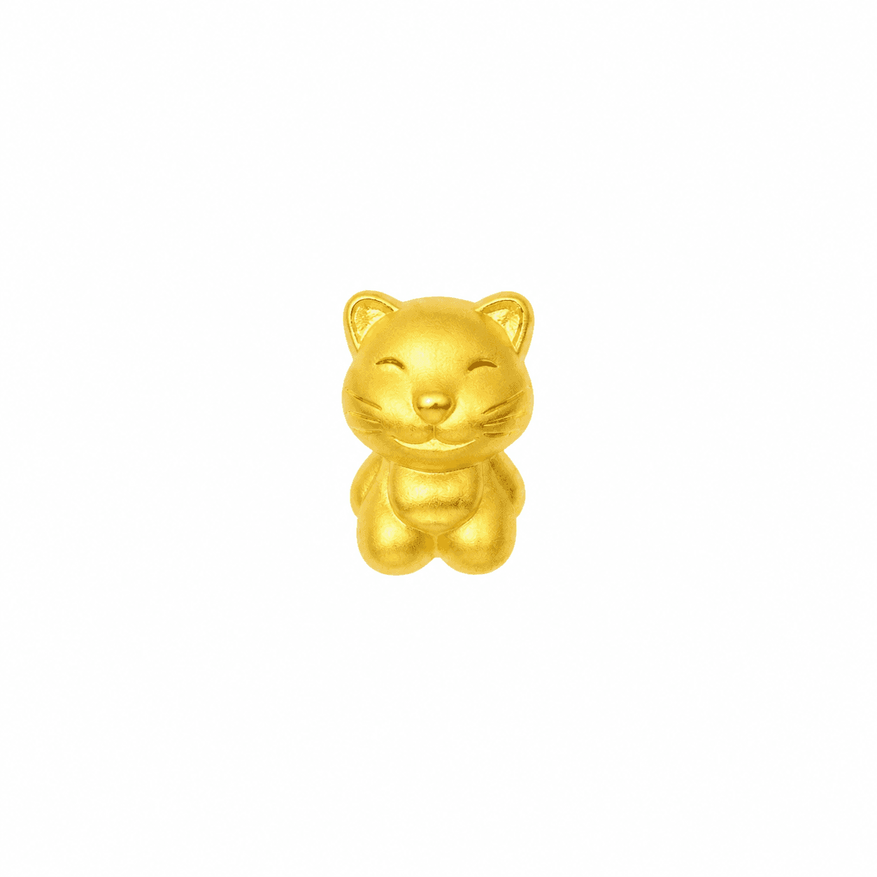 Charm Vàng 24K Tuổi Mèo Dáng Ngồi Mắt Cười ANCARAT