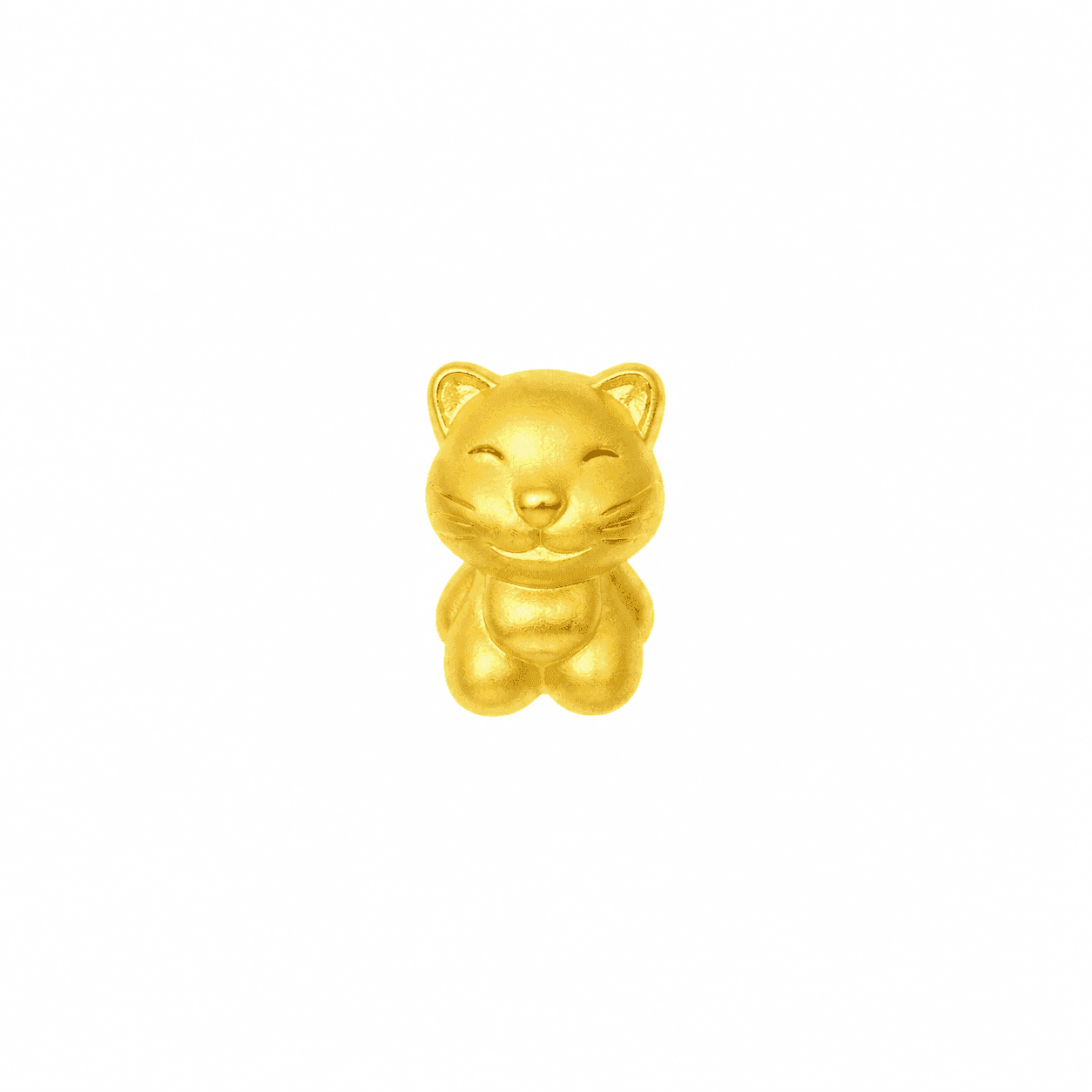 Charm Vàng 24K Tuổi Mèo Dáng Ngồi Mắt Cười ANCARAT