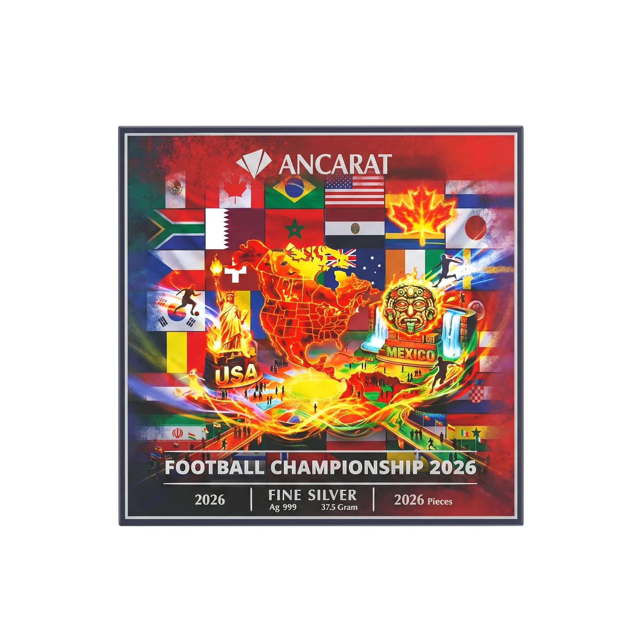 Football Championship 2026 .999 Antique Silver Coin - 37.5 gram