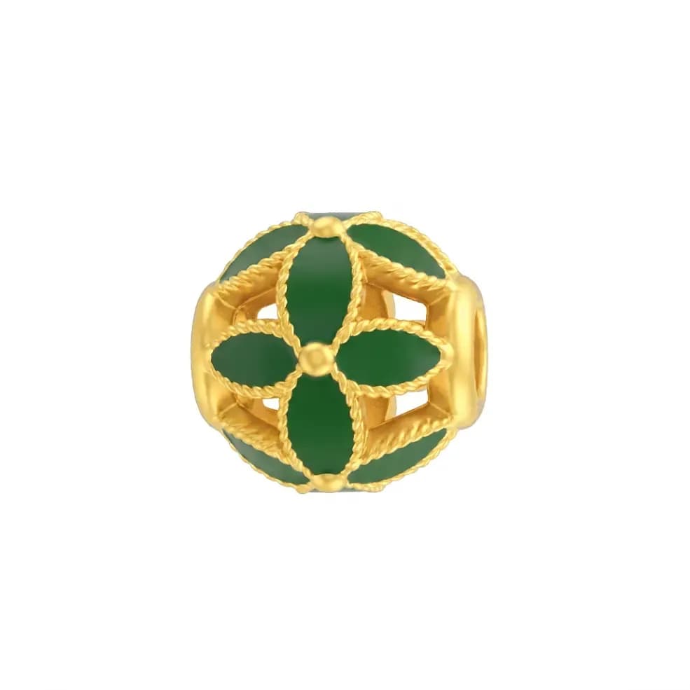 Charm Vàng 24K Hột Tròn Sơn Màu Xanh 5D ANCARAT
