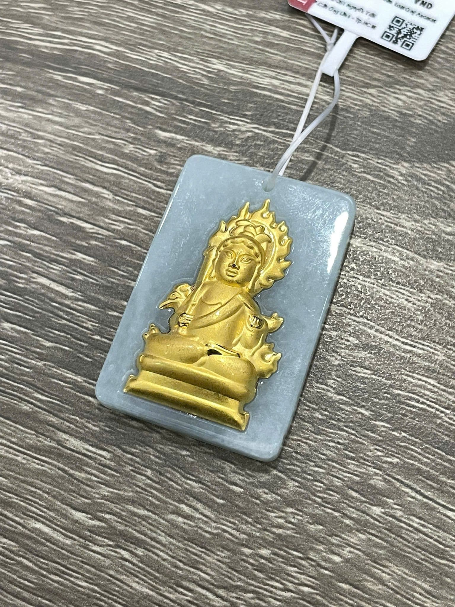 Mặt Dây Ngọc Phỉ Thúy Dát Vàng 24K Bất Động Minh Vương ANCARAT
