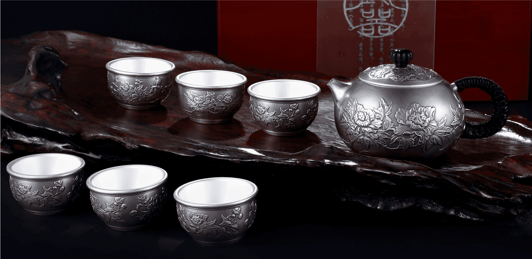 Tiền công Bộ ấm chén bạc 999 Hoa khai phú quý (Đi kèm sản phẩm chính)