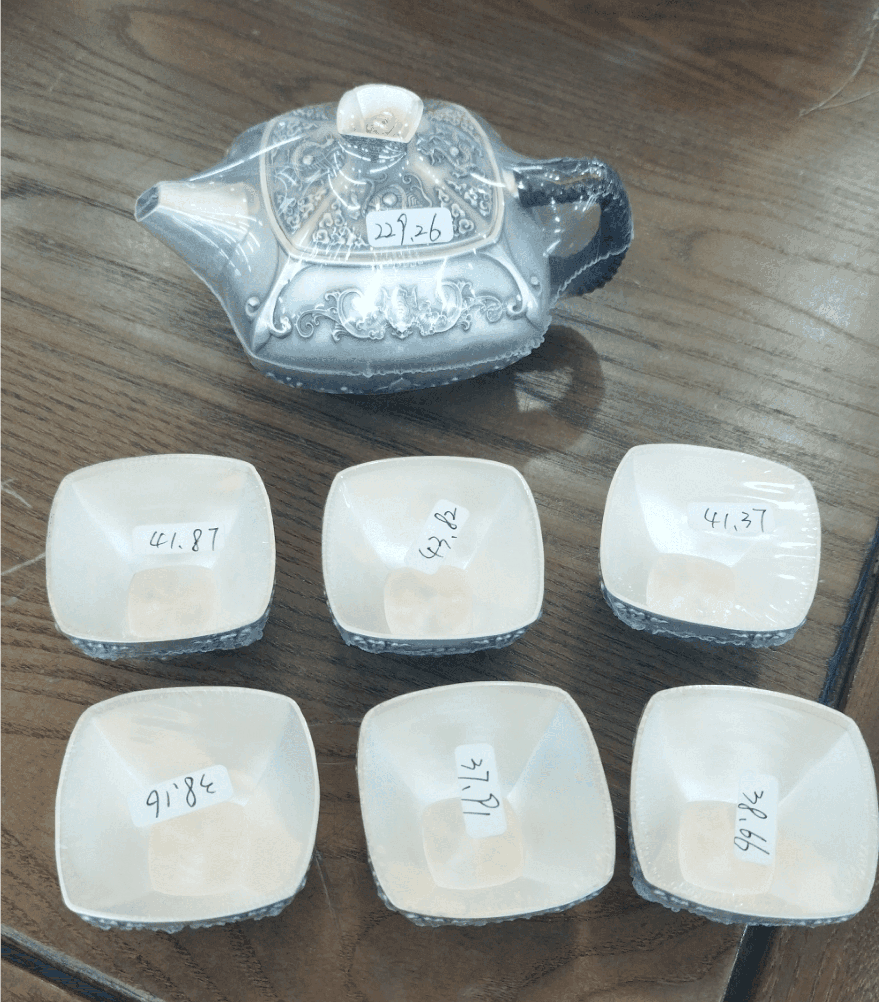 Tiền công Bộ ấm chén bạc 999 Phúc Vận Hanh Thông (Đi kèm sản phẩm chính)