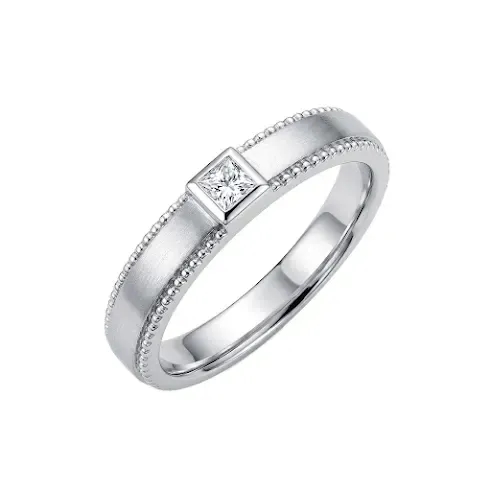 Nhẫn Cưới Đính Đá Vuông Viền Hạt Lumière ANCARAT