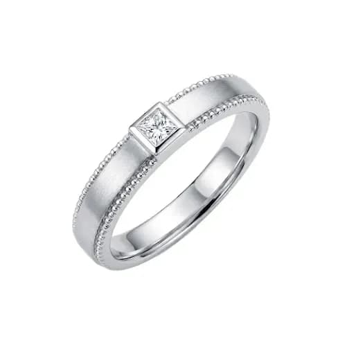 Nhẫn Cưới Đính Đá Vuông Viền Hạt Lumière ANCARAT