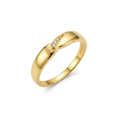Nhẫn Cưới Tông Vàng Đính Đá Giao Tuyến Élan ANCARAT