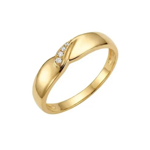 Nhẫn Cưới KCTN Ánh Vàng Uốn Lượn Đính Đá ANCARAT