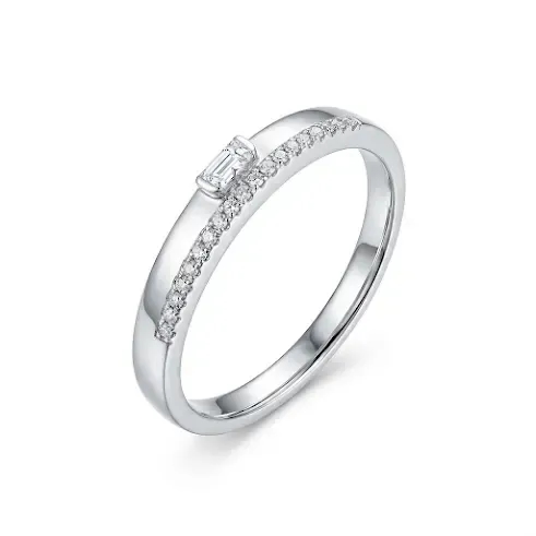 Nhẫn Cưới Kim Loại Trắng Đính Đá Chữ Nhật Ligne ANCARAT