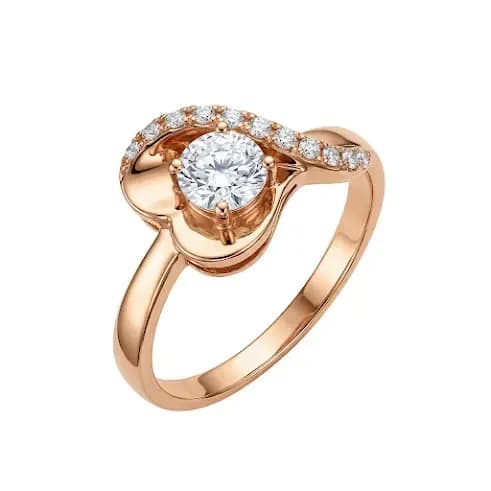 Nhẫn Vàng 18K Vòng Ôm Đá Tròn Elara Ánh Hồng ANCARAT