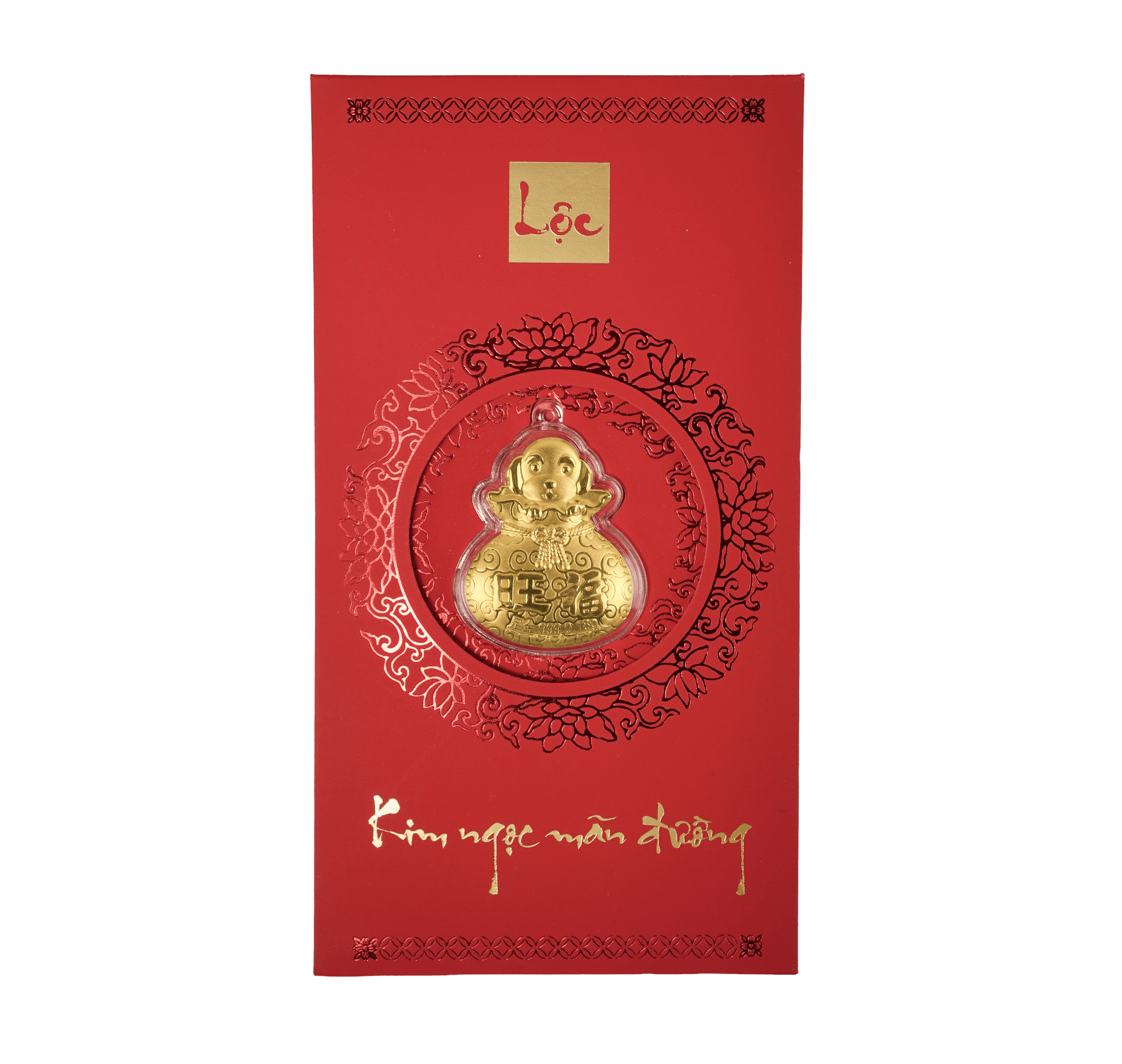 Bao Lì Xì Vàng 24K Hình Chó Kim Tuất Kim Khuyển ANCARAT