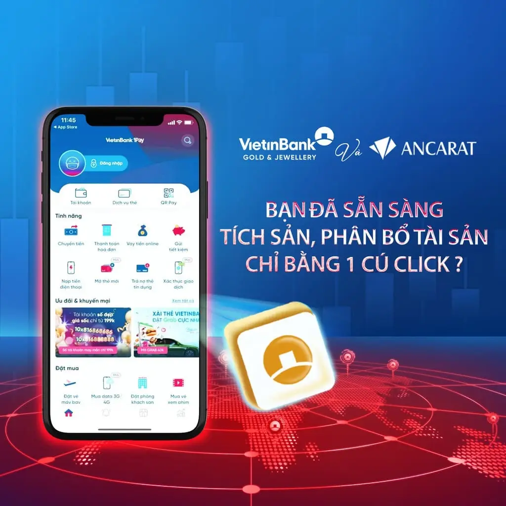 Có thể đặt hàng bạc Ngân Mã Vượng Phát qua app ngân hàng VietinBank