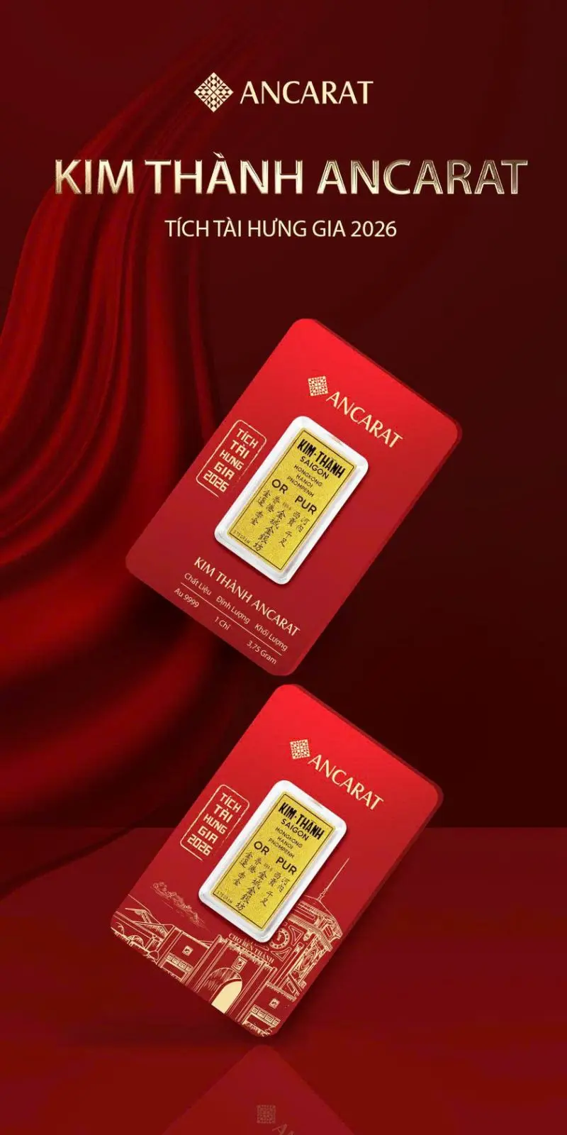 Thay thế bao lì xì truyền thống bằng lì xì vàng với sản phẩm Vàng Kim Thành 1 chỉ – Xu hướng quà tặng Tết đẳng cấp và thiết thực nhất 2026.