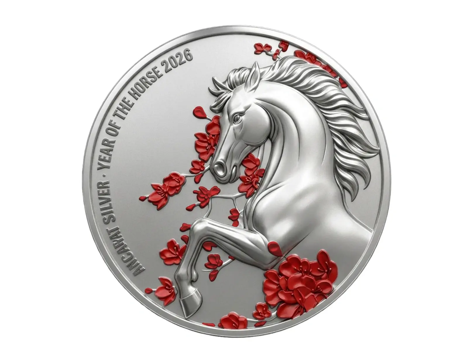Sản phẩm bạc mỹ nghệ Thiên Mã Đào Hoa Ancarat 999 in màu nghệ thuật, biểu tượng may mắn năm 2026.