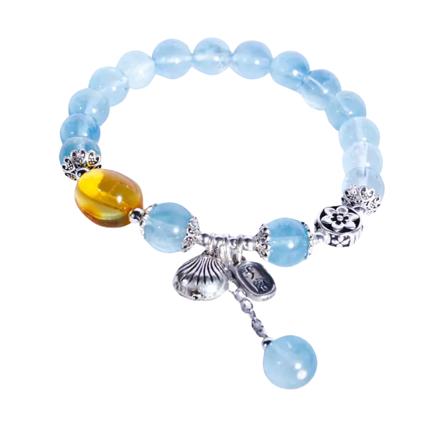 Vòng bạc mix đá aquamarine