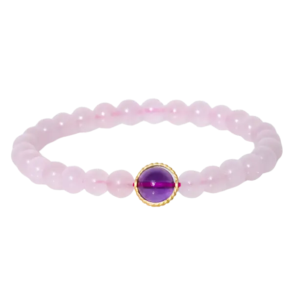 Vòng tay đá thạch anh hồng mix vòng thời trang