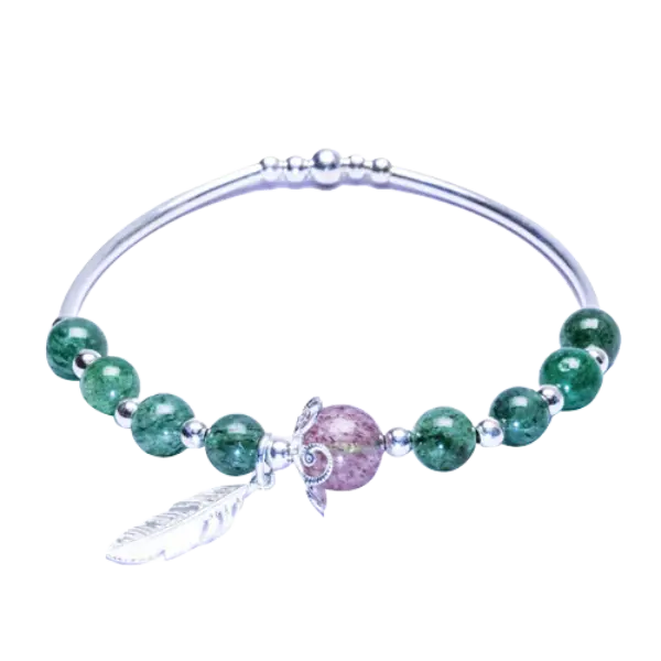 Vòng tay lông vũ ngũ hành nhiều hạt Mệnh mộc