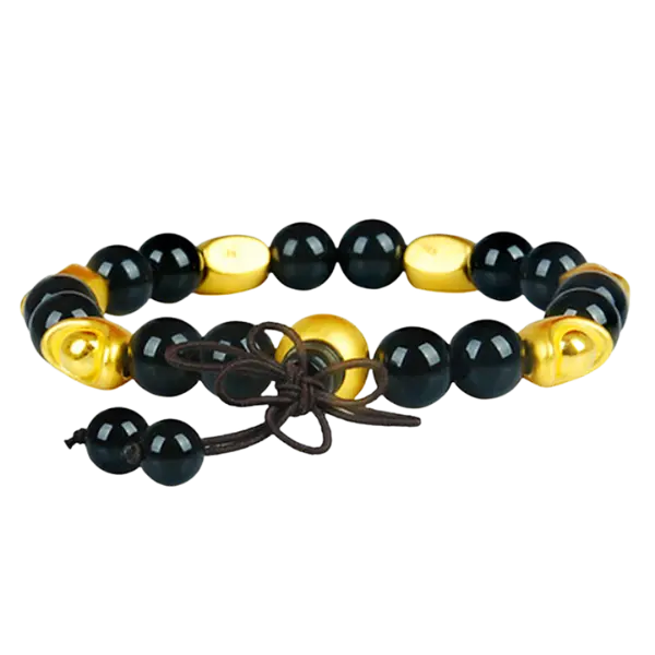 Thỏi vàng 24k hột bi gắn vòng đá thạch anh