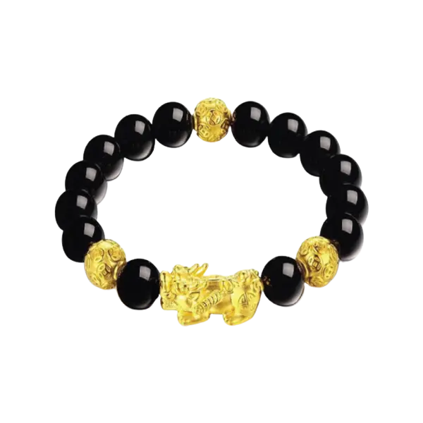 Vòng Đá Phối Charm Vàng 24K Tỳ Hưu Tụ Lộc Kim Tiền