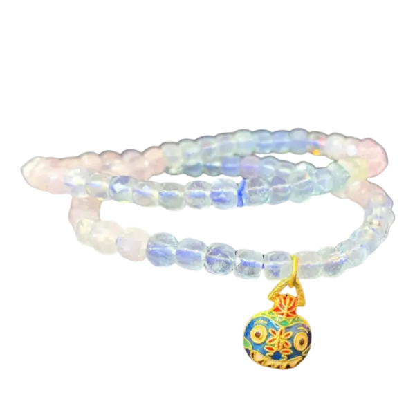 Vòng tay đá Beryl phối Charm rơi linh vật nuốt vàng may mắn