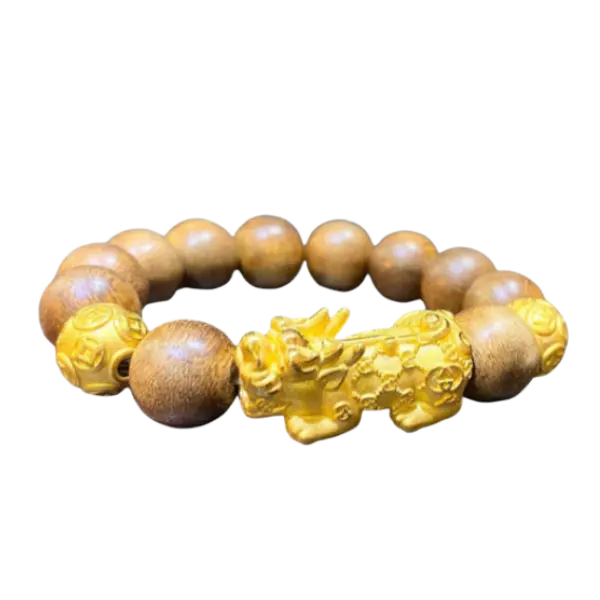 Vòng Trầm Indo phối Charm Tỳ Hưu GC mix Kim tiền