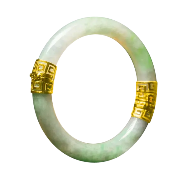 Vòng Cẩm Thạch Bọc Vàng 18K Hoa văn chữ Phúc