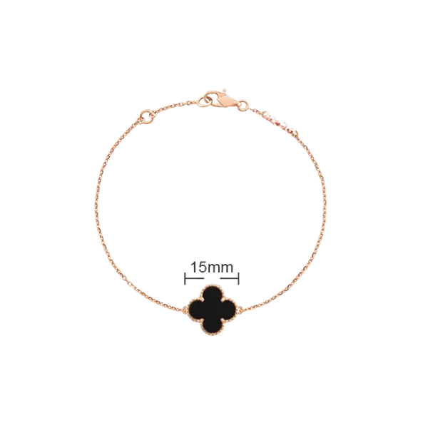 Lắc tay Vàng 18K 610 Golden Leaf 15mm – Đen